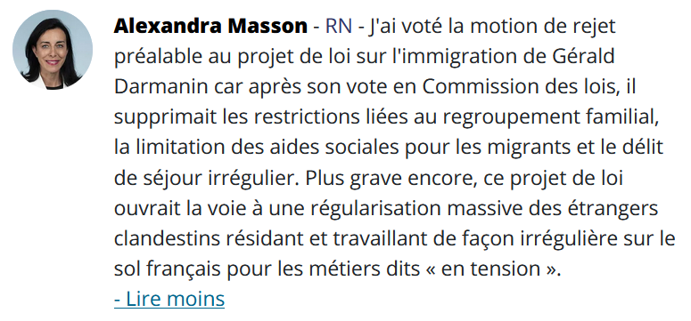 Tweet RN sur l'immigration